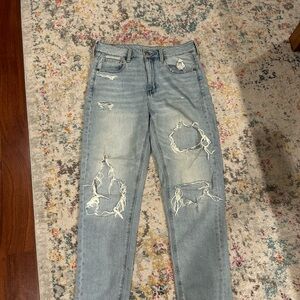 American Eagle Outfitters Ripped Light Blue Boyfriend Jeans